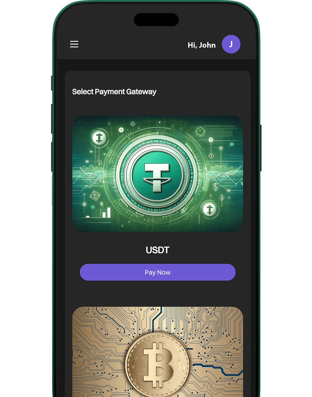 Phone showing app interface